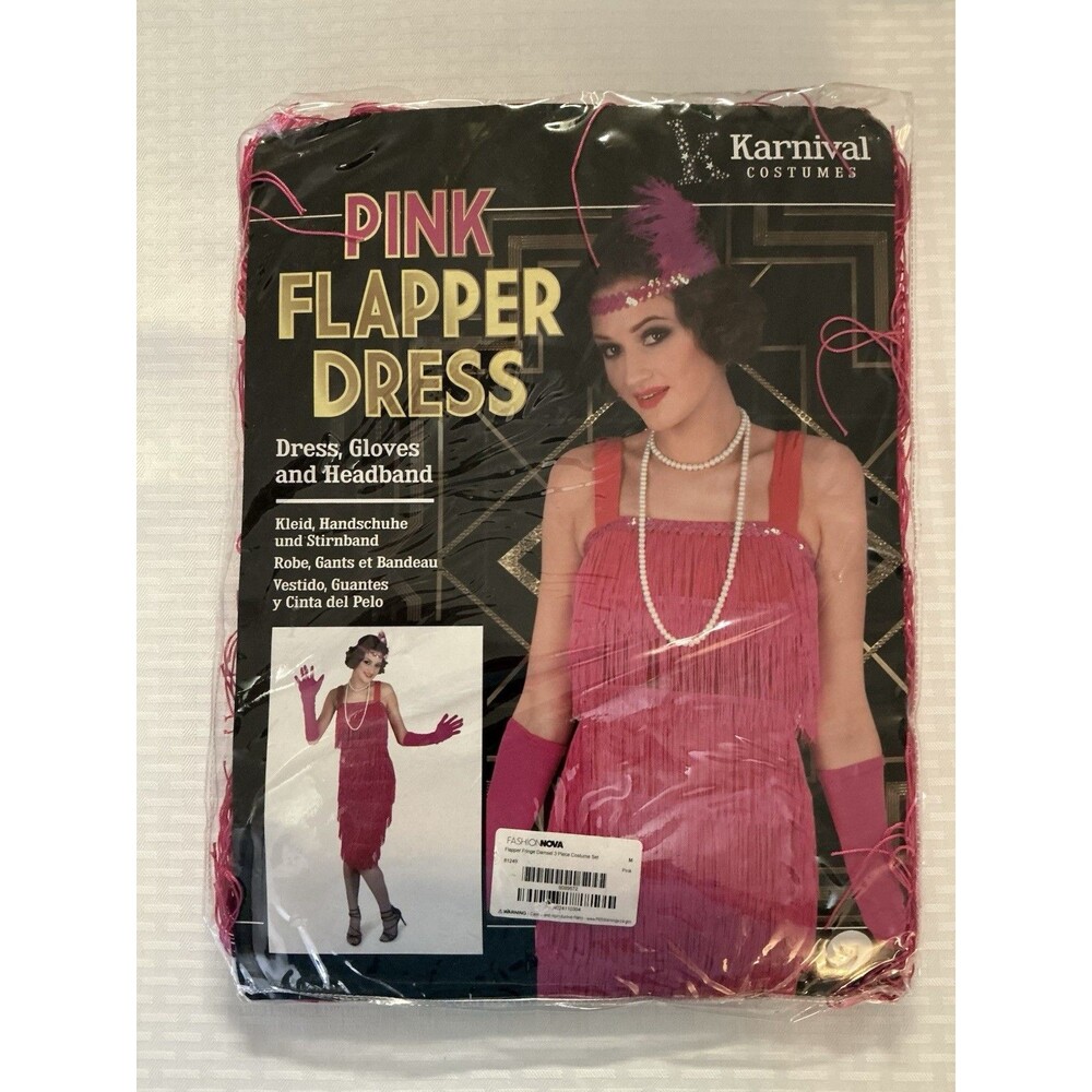 Halloween Karnival Costume Pink Flapper Dress size M